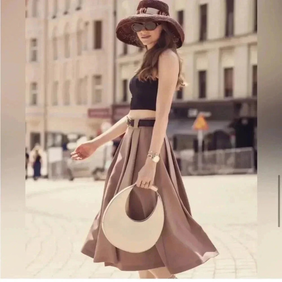 Zara midi pleat detail pink skirt - Picture 2 of 14